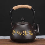 Cast Iron Teapot with Infuser,Japanese Tetsubin Tea Kettle with Bamboo Pattern,Stovetop Safe Boiling Water Kettle,1.2L Fully Enameled Interior Teapot for Loose Tea and Camping - Image 4