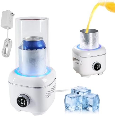 Cooling Cup with Mood Light,2 in 1 Cup Cooler Warmer for Desktop for 30.2℉-158℉,Electric Beverage Cooler with Aluminum Mug,Portable Quick Drink Chiller for Coffee Juice Cola Beer,Gifts for Women Men by Unknown
