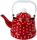 Toyvian Red Polka Dot Enamel Tea Kettle 7.87X5.51X5.51 in Stovetop Water Boiling Pot for Gas Stove Induction Cooker Heating Tea and Mulled Wine at Home by Toyvian
