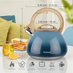 MARSKITOP Tea Kettle Stovetop Whistling, 2.6 Quart Tea Pot for Stove, Food Grade Stainless Steel Teapot for Stovetop with Anti-Hot Handle, Suitable for All Heat Sources, Blue - Image 2