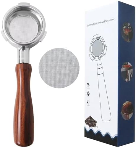 New Upgraded 58mm Naked Portafilter with Wooden Handle – 3-Ear Design (4.9mm Thickness), 304 Food-Grade Stainless Steel, Solves Channeling for Consistent Espresso Extraction by Unknown