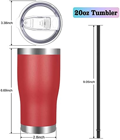VEGOND 20oz Tumbler Stainless Steel Tumbler Cup with Lid And Straw Vacuum Insulated Double Wall Travel Coffee Mug(Brick Red 6 Pack) - Image 2