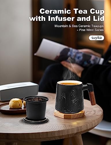 suyika Ceramic Tea Cup with Infuser and Lid 15.2 oz / 450 ml - Image 5