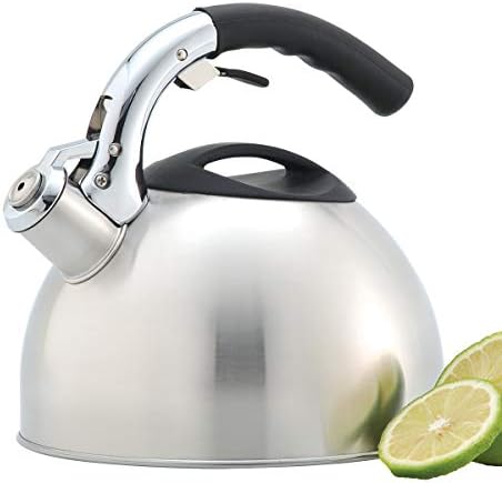 Creative Home Ellipse 2.8 Qt Stainless Steel Whistling Tea Kettle with Aluminum Capsulated Bottom, Brushed Finish - Image 5