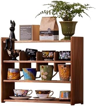 Coffee Cup Holder for Countertop Walnut Wood Mugs Shelf for Kitchen by KAOTGOT