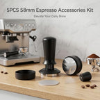 5PCS 58mm Espresso Accessories Kit, Espresso Tamper, WDT Tool, Coffee Distributor, Puck Screen and Dosing Funnel, Fits 58mm Machines and Portafilters - Image 2