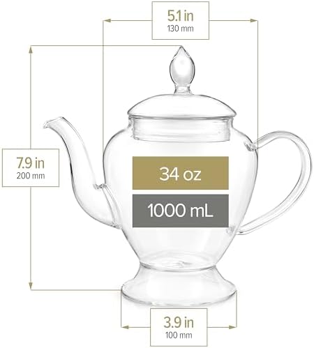 Teabloom Le Bouquet Glass Teapot with Two Gourmet Blooming Tea Flowers - 34 Oz /1 L Capacity (Up to 4 Cups of Tea) - Image 5
