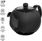 SAKI Large Porcelain Teapot, 48 Ounce Tea Pot with Infuser, Loose Leaf and Blooming Tea Pot - Black - Image 3