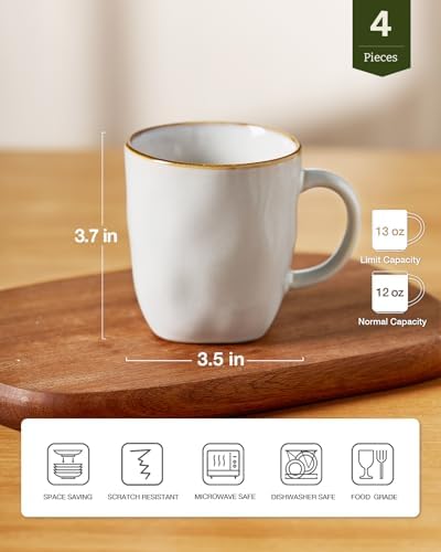 famiware Coffee Mugs Set of 4, Ocean Square 13oz Coffee Cup Set with Handle - Image 4