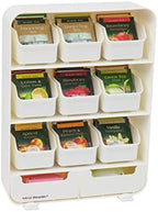 Mind Reader Tea Bag Organizer, Tea Station Organizer, Countertop Storage, Kitchen, Plastic, 10.25"L x 3.25"W x 13.75"H, White by MindReader