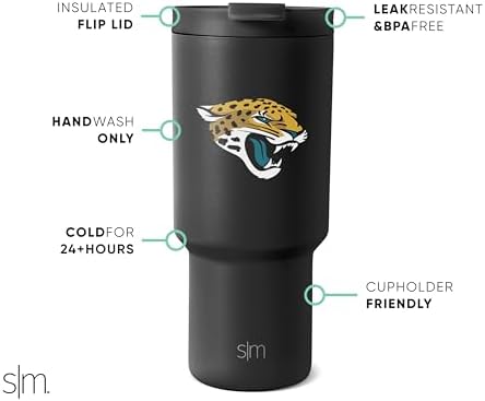 Simple Modern Officially Licensed NFL Jacksonville Jaguars 30 oz Tumbler with Flip Lid and Straws Insulated Cup Stainless Steel Gifts for Men Women Trek Collection Jacksonville Jaguars (Pack of 12) - Image 2