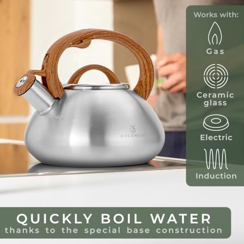 WALDWERK Tea Kettle Stovetop (1.5 Quart) - Teapot for Stovetop - also for Induction and Gas Stoves - Stainless Steel Tea Kettle - Whistling Tea Kettle for Stove Top - Non Toxic Tea Kettle Stovetop - Image 2