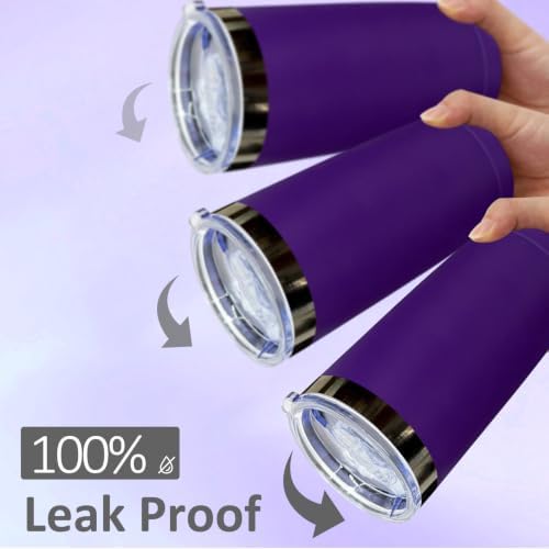 20 oz Tumbler Bulk Stainless Steel Tumblers with Lids and Straws Purple - Image 5