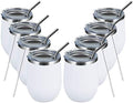 MEWAY 12oz/8 Pack Wine Tumbler Glasses with Lid - Stemless Double Wall Vacuum Stainless Steel Travel Tumbler - Keeping Cold & Hot for Wine,Coffee,Cocktails,Drinks-Family and Gifts (White,Set of 8) by MEWAY