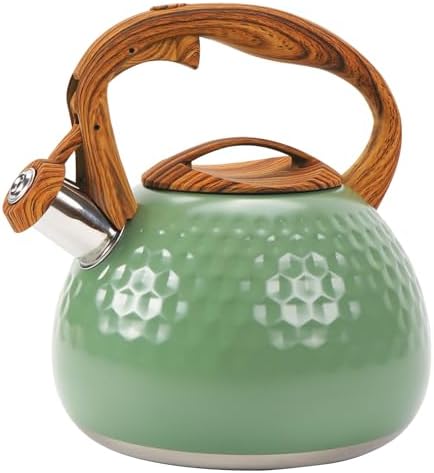 3.2Qt Stainless Steel Whistling Tea Kettle Stovetop, Emerald Green by FOEDO