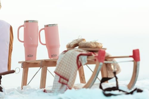 Beast 50 oz Tumbler with Handle Stainless Steel Vacuum Insulated Coffee Ice Cup Double Wall Travel Flask (Blossom Pink) - Image 3