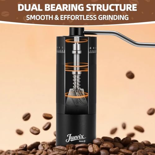 Manual Coffee Grinder with External Adjustment, Six-Star Stainless Steel Conical Burr, Adjustable Hand Grinder for Espresso, Pour Over, French Press,Black - Image 5