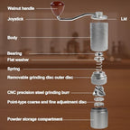 Manual Coffee Grinder Detachable Stainless Steel Conical Burr Aluminum Coffee Bean Grinder Silver with 3 Cup Aluminum Espresso Stovetop Moka Pot Express Coffee Maker Percolator Italian Classic - Image 4