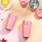 Sieral 4 Pcs 13 oz Travel Coffee Mug Insulated Reusable Coffee Cups with Leakproof Lid Stainless Steel Portable Tumbler for Keep Hot or Ice Milk Tea(Pink) - Image 4