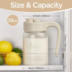 32 oz Glass Pitcher with Lid, 1 Quart Mason Jar Pitcher with Lid Airtight, Breast Milk Storage for Fridge, Ideal for Cold Brew Coffee, Iced Tea, Sun Tea, Juices - Image 2