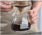 Design Glass Coffee Carafe Glass Coffee Server for Drip Coffee Maker,Coffee Pot with Lid,Pour Over Coffee Filter(600ml with lid) - Image 2