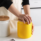 Sweejar Ceramic Kitchen Canisters, 58 FLOZ Porcelain Food Storage Jar with Airtight Seal Wooden Lid, Home Container Serving for Coffee Beans, Tea-leave, Sugar, Salt and More, Tool Bucket (Yellow) - Image 4