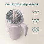 REDUCE Cold1 40 oz Tumbler with Handle - Vacuum Insulated Stainless Steel Water Bottle for Home, Office or Car, Reusable Mug with Straw or Leakproof Flip Lid, Keeps Drinks Cold All Day- Gloss Cotton - Image 5