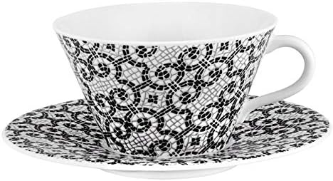 Vista Alegre Porcelain Portuguese Cobblestone Tea Cups & Saucers Set of 2 - Image 2