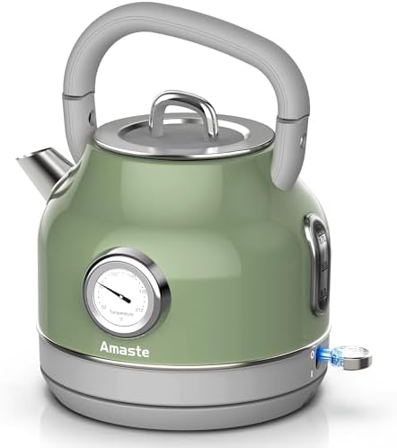 Amaste Retro Electric Kettle with Thermometer, 57 Oz Capacity, Matcha Green by Amaste