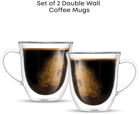 JoyJolt Serene Double Walled Insulated Glasses Coffee Mug (Set of 2) 13.5 Ounces - Image 4