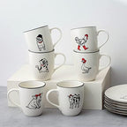 LEHAHA Farmhouse Coffee Mugs Set,16 OZ Animal Large Ceramic Mugs with Handle, Set of 6, Christmas Porcelain Cups for Coffee, Tea, Cocoa, Office and Home Use, Practical Gift, Assorted Design - Image 3