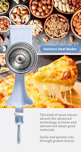 Manual Joystick Grinder, Hand-Operated Grain Mill for Dry and Oily Grains, Wheat, Corn, Coffee, Spices, Peanut Butter Maker, Stainless Steel Burr (White five blade) - Image 7