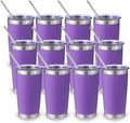 Volhoply 20oz Stainless Steel Tumbler with Lid and Straw Bulk 12 Pack,Double Wall Insulated Travel Iced Coffee Mug Fits Cup Holder,Powder Coated Cups for Hot/Cold Drinks,Christmas Gifts（Purple,12 Set） by LiveFully%EF%BC%8CDrinkFreely%E2%80%94KeepGoingwithVolhoply%EF%BC%81