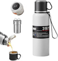 Coffee Tea Vacuum Stainless Steel Water Bottle with LED Temperature Display ：Hot and Cold Insulated Water Bottles Include Tea Strainer & Drinking Lid (White, 1680ml/56.81oz) by Unknown