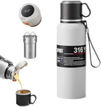 Coffee Tea Vacuum Stainless Steel Water Bottle with LED Temperature Display ：Hot and Cold Insulated Water Bottles Include Tea Strainer & Drinking Lid (White, 1680ml/56.81oz) by Unknown