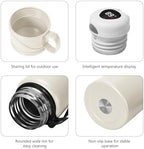Double wall vacuum Leakproof stainless steel wide mouth insulated water bottle tea tumbler with cup,lid;smart thermoses hot coffee,thermal flask ice drinks with led digital temperature display - Image 3