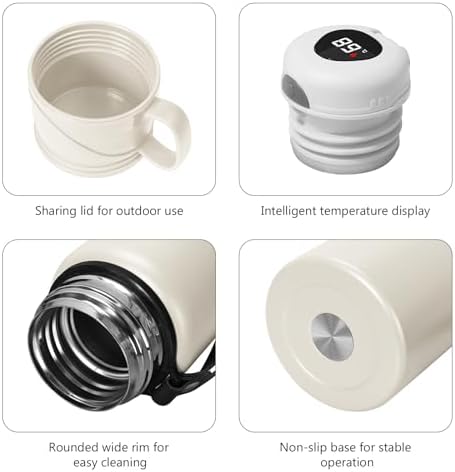 Double wall vacuum Leakproof stainless steel wide mouth insulated water bottle tea tumbler with cup,lid;smart thermoses hot coffee,thermal flask ice drinks with led digital temperature display - Image 3