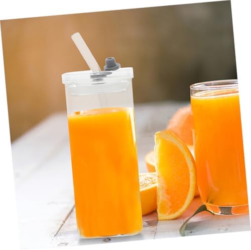 3 Piece Glass Drinking Cups with Lids and Straws 350ml Set - Image 5
