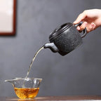 Tea Kettle Retro Hand-engraved Black Clay Ceramic Teapot Chinese Tea Ceremony Tea Set Ceramic Tea Infuser - Image 5