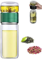 Glass Infuser Tea Cup, 3-in-1 Design with Built-in Filter, Double Layer Insulated Tea Bottle with Lid, Portable Loose Leaf Tea Steeper for Home Travel Office Use by Unknown