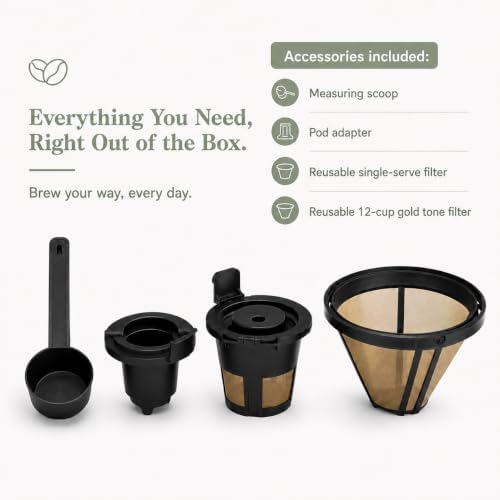 Multi-Brew Coffee Maker – 12-Cup Carafe & Single-Serve Pod or Grounds, Iced Coffee Mode, Programmable Touch Display, Includes Filters (Sage Green) - Image 4