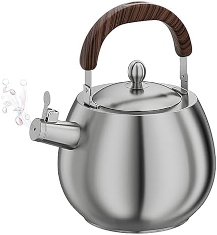Tea Kettle Stovetop, Whistling Tea Kettle, 316 Stainless Steel Teapot with Ergonomic Cool Handle, 4.2 Quart Capacity for Coffee, Milk, and More by Unknown
