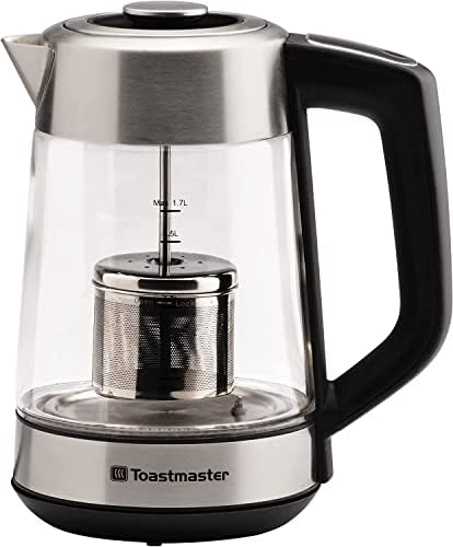 Toastmaster Electric Glass Kettle by Select Brands - Comes with Color Changing LED Indicators & Stainless Steel Tea Infuser - Cordless Hot Water Kettle with 7 Preset Temperatures - 1.7 Liters by Toastmaster