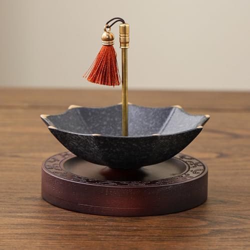 Ceramic Umbrella Tea Infuser, Rotating Loose Leaf Filter with Magnetic Wood Stand, Extra Fine Mesh Tea Strainer, for Kung Fu/Coffee/Brewing(Blue) by Unknown