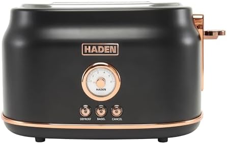 Haden Dorset 2-Slice Wide-Slot Toaster, Stainless-Steel Bread Toaster with Adjustable Browning Control, Crumb Tray & Non-Slip Feet, Black & Copper by Unknown