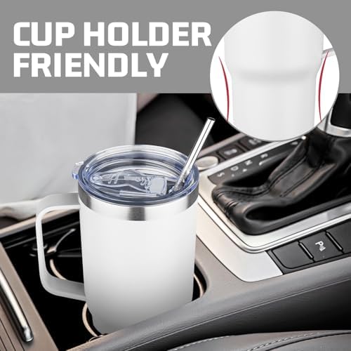 20 oz Tumbler with Handle Stainless Steel Insulated Coffee Mug Tumbler with Lid and Straw Double Wall Vacuum Insulated Coffee Mug Leak Proof Travel Mug for Hot and Cold Drink (White,4pack) - Image 6