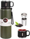 1500ml Double wall vacuum Leakproof stainless steel wide mouth insulated water bottle,tea tumbler with tea strainer infuser basket,cup and lid; travel coffee thermoses hot drinks,cold thermal flask by Unknown