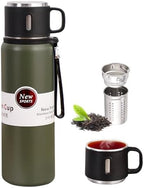 1500ml Double wall vacuum Leakproof stainless steel wide mouth insulated water bottle,tea tumbler with tea strainer infuser basket,cup and lid; travel coffee thermoses hot drinks,cold thermal flask by Unknown