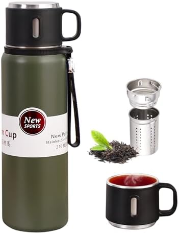 1000ml Double wall vacuum Leakproof stainless steel wide mouth insulated water bottle,tea tumbler with tea strainer infuser basket,cup and lid; travel coffee thermoses hot drinks,cold thermal flask by Unknown