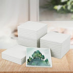 50 Pieces 4 Inch Blank Ceramic Coasters, Unglazed Ceramic Tiles Coasters, Ceramic Tiles with Cork Backing Pads for Painting, DIY Crafts, Mosaics, Square, White.by GNIEMCKIN. - Image 6